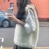 Women's Skin-Friendly Soft Korean College-Style White Sleeveless Gentle Crew-Neck Knitted Top Loose Sweater Vest Cardigan