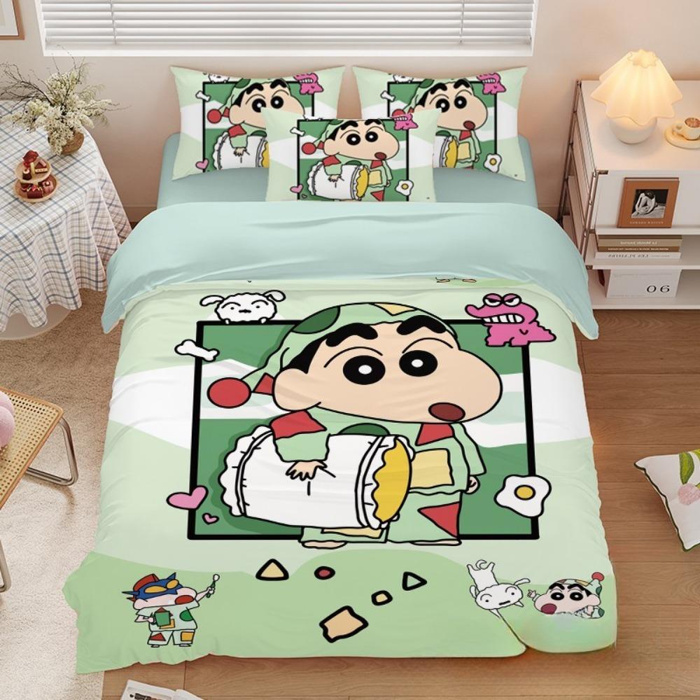 Uroczy Crayon Shin chan, Zestawy pościeli z mikrofibry, Pościel dziecięca z zamkiem błyskawicznym, Dekoracja pokoju, Poszwa na kołdrę dla nastolatków i dorosłych