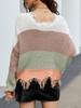 Women's loose fitting short V-neck sweater with autumn and winter tassel knit sweater