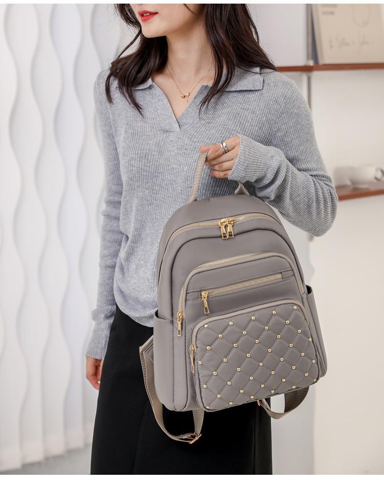 Korean Style Women's Large Capacity Diamond Pattern Backpack
