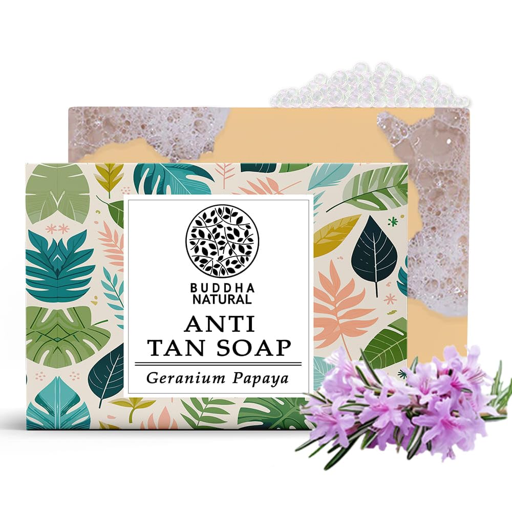 Buddha Natural Tan Removal Natural Soap - 100% Ayush Certified - Cold Pressed Handmade Luxury Butter Soap - Reduce Sun Tanning, DeTan Face & Body -