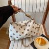Yogodlns Borsa a tracolla a pois retrò alla moda Borsa a mano in PU di grande capacità Design a blocchi di colore squisito Borsa a spalla in pelle