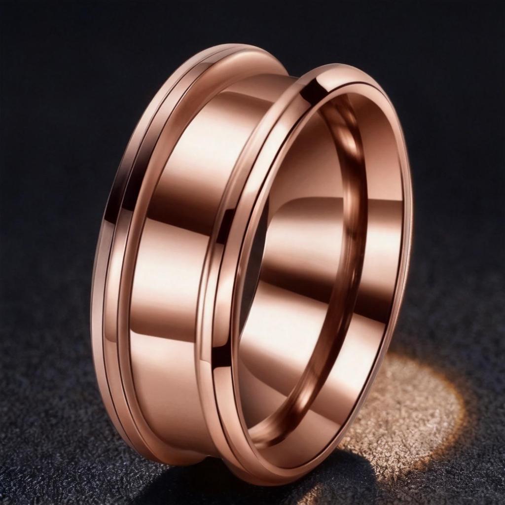 8mm INS Style Gold-Tone Stainless Steel Ring: Non-Fading, Double Beveled & Grooved Titanium Steel Jewelry.