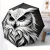 1pc Owl Face Artwork Automatic Open/close Folding Umbrella, Compact Portable Travel Umbrella,Durable Construction Yy250814146