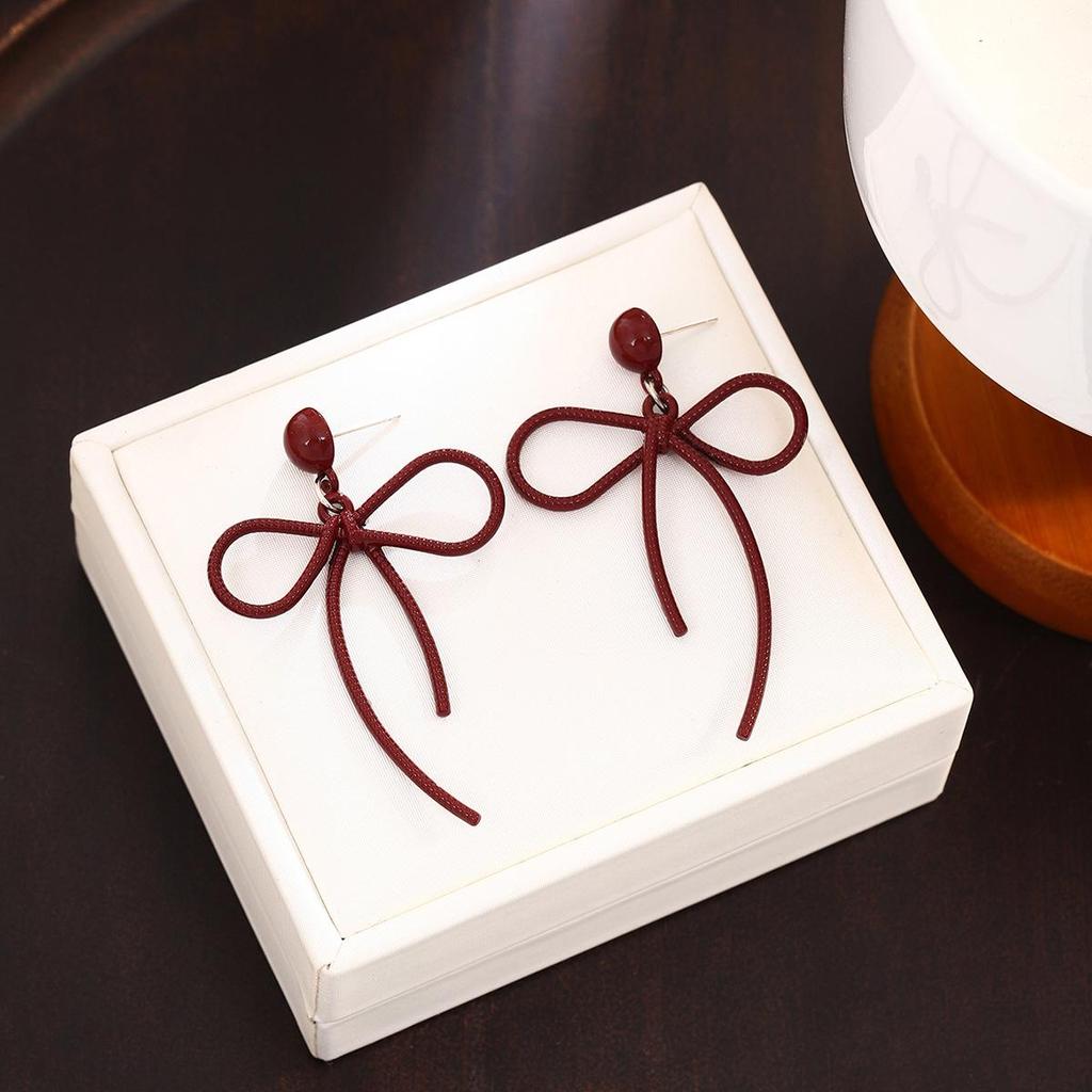 Ankerla Red Bow Heart Earrings: Enhance Skin, Slim Face, Exude Luxury - Perfect for New Year Elegance