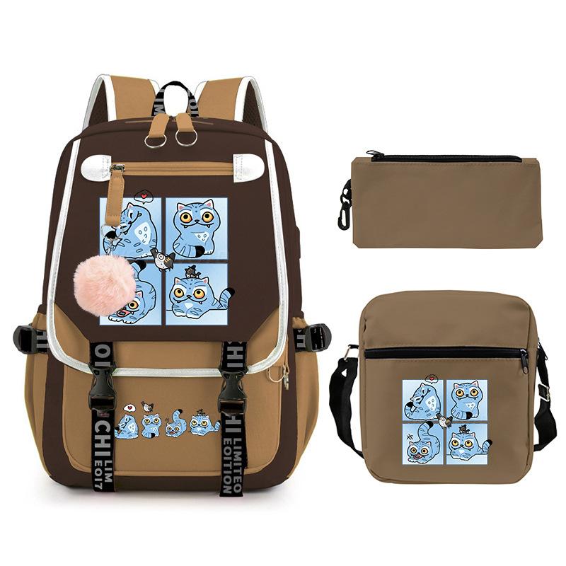 Animation Cartoon Peripheral Printing Children'S Backpack Campus Large Capacity Primary And Secondary School Students Schoolbag Three-Piece Set