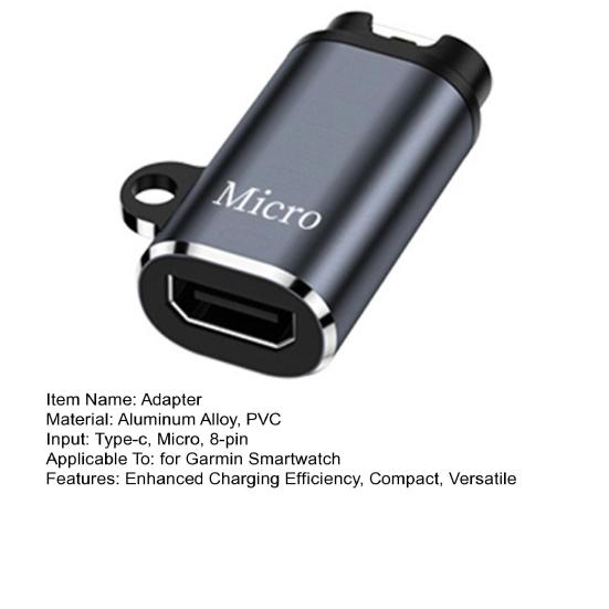 Nabíjecí adaptér konvertor pro chytré hodinky Garmin Micro USB Type C nabíjecí kabel Rychlé nabíjení Příslušenství k hodinkám