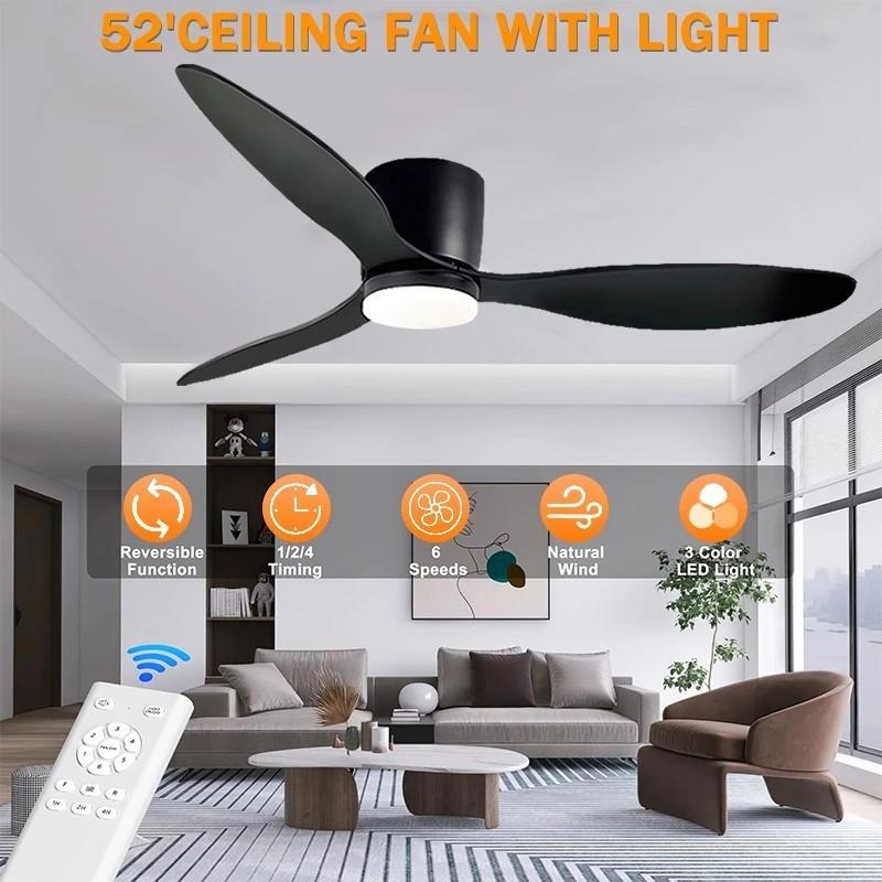 Variable Frequency Ceiling Fan Lamp Six Wind Speeds Adjustable Electric Fan Light Three Color Dimming Mobile Phone Control Fan