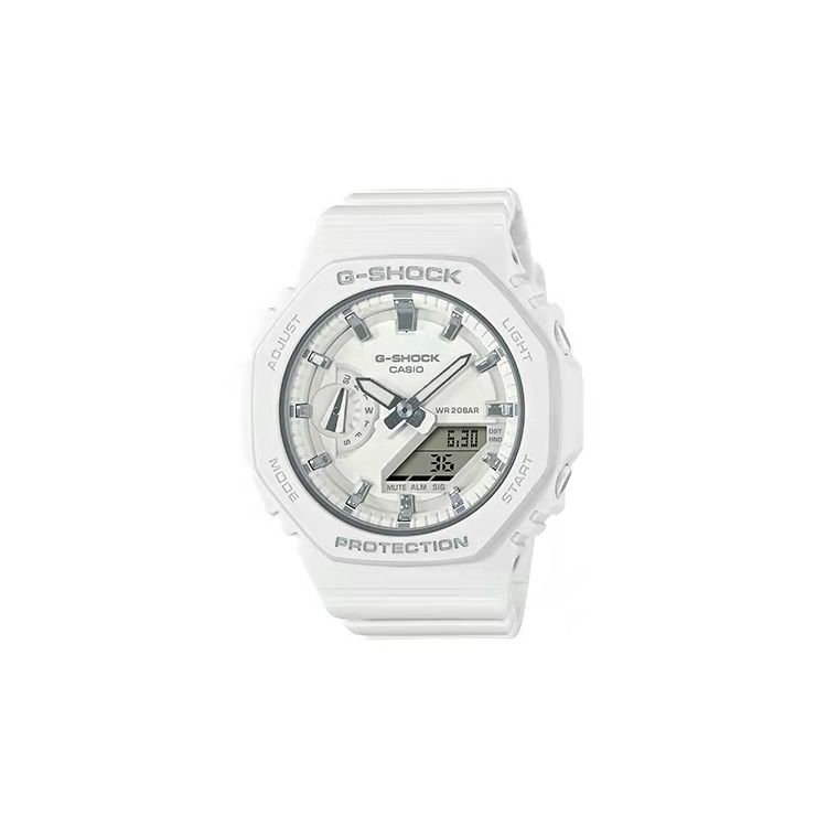 Casio G-Shock Fashion Quartz Watch Resin Strap White Dial Women watches GMA-S2100-7APR Regular Watch Box,White