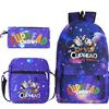 Cartoon Teacup Head Cuphead Student Backpack Oblique Span Bag Pencil Bag Primary And Secondary School Students Children'S Schoolbag Three-Piece Set