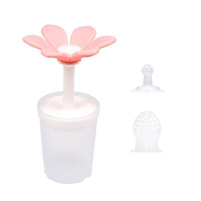 Chew Chew Bloom 4IN1 Teether + Juice Net + Silicone Toothbrush + Baby Water Cup, Pink + Cream, Toothbrush (stage 1) + Baby Cup