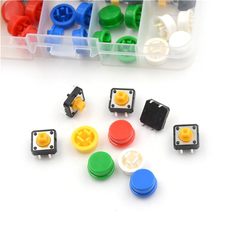 25Sets Momentary Tactile Push Button Touch Micro Switch 4P Pcb Caps 12X12X7.3Mm