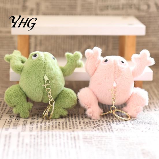 Hautfreundliches Polyester-Plüschtier, Niedlicher Frosch-Schlüsselanhänger, Weicher Stofftier-Anhänger mit erhöhter Pfote, Cartoon-Schlüsselanhänger-Taschenanhänger für Rucksack, Mini