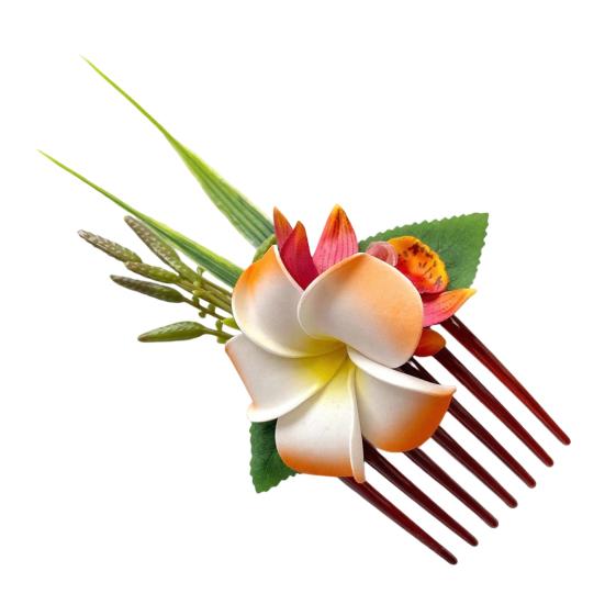 

Hair Comb Artificial Flower Design Anti-slip Teeth Hair Organizer Comb Updo Bun Hair Styling Accessory оранжевый