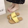 Mezzanine slippers women's summer wear 2025 new fairy style low heel with skirt flat bottom cover toe Roman cool slippers
