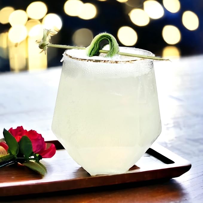 32er-Pack unzerbrechliche Weingläser aus Kunststoff ohne Stiel mit Diamanten, Sektgläser mit 340 ml Fassungsvermögen, bruchsichere, klare Trinkgläser für Partys, Zuhause, Bars, Hochzeiten