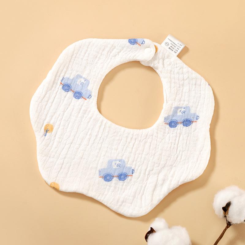 6-Layer Cotton Gauze Petal Baby Bib - 360° Newborn Anti-Spit-Up Towel for Summer