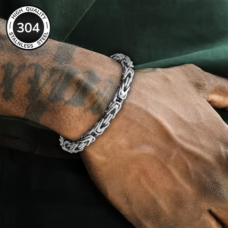 Unisex 6.5mm thick 304 stainless steel chain bracelet - sturdy and durable, polished finish, corrosion resistant.