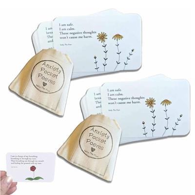 1 Set Taschen-Gedichtkarte mit Aufbewahrungstasche, Stress, Angst, Linderung, positive Lebensgefühle, Unterstützung, Bestätigung, Poesiekarten-Set, Geschenk für Kinder und Erwachsene