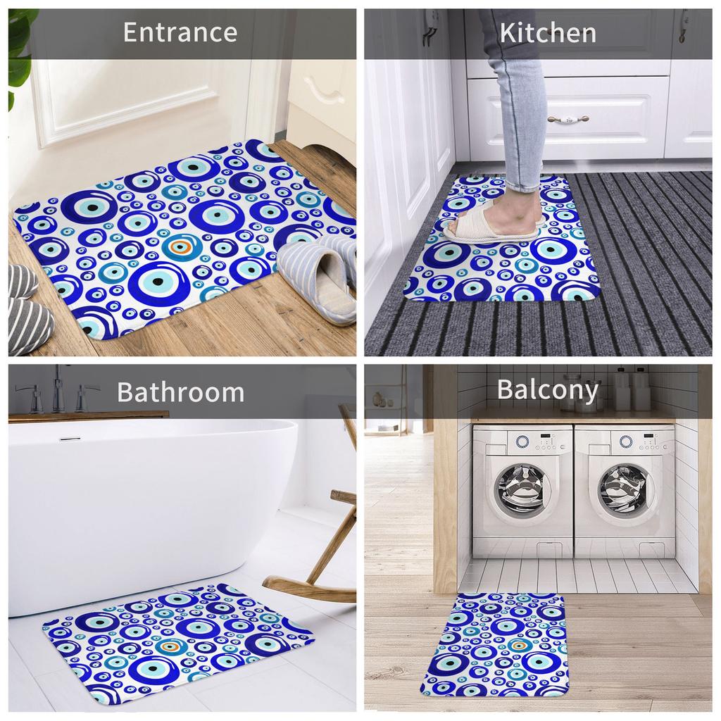 Turkish Amulet Mediterranean Evil Eye Doormat Non-Slip Bathroom Kitchen Mat Toilet Door Floor Entrance Carpet Rug