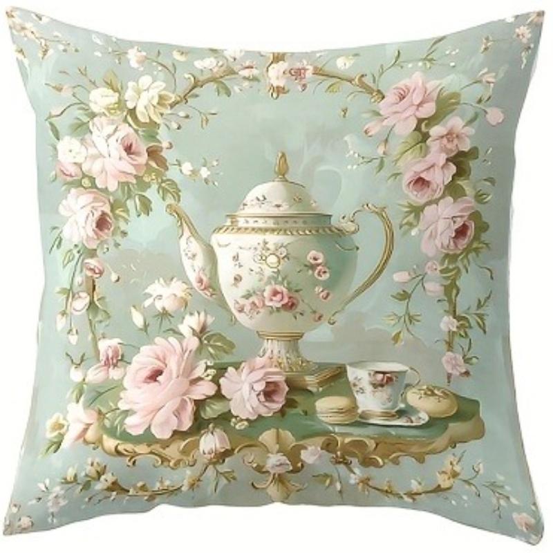 Rococo Floral Pillow Covers Vintage Wallpaper Pattern Cushion Covers Single Sided For Sofa Living Room Bedroom Home Decorations