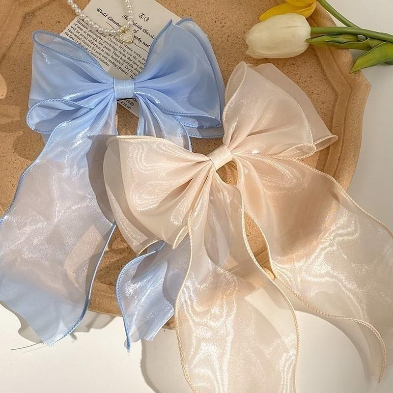Mesh Bow Hair Clip Women Sweet Ponytail Cute Spring Clips Fashion Hair Accessories