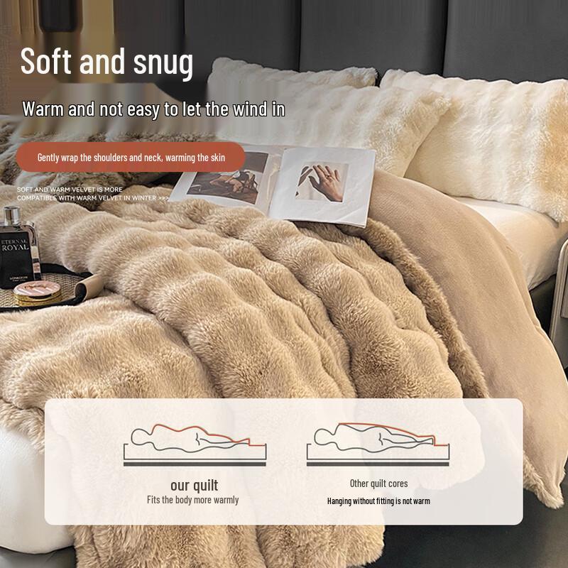 Thickened Imitation Rabbit Fur & Milk Velvet Quilt