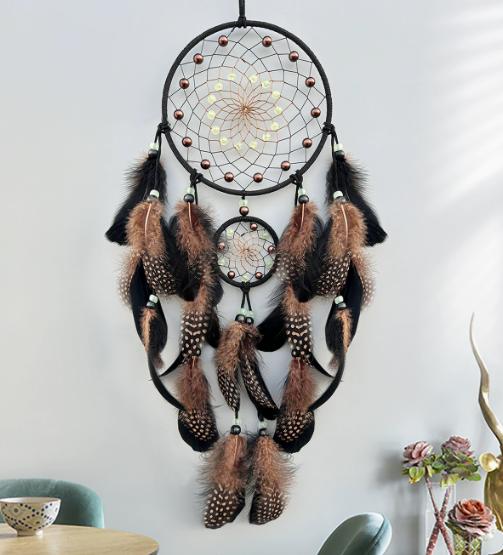 

Luminous dreamcatcher feather wind chimes one size