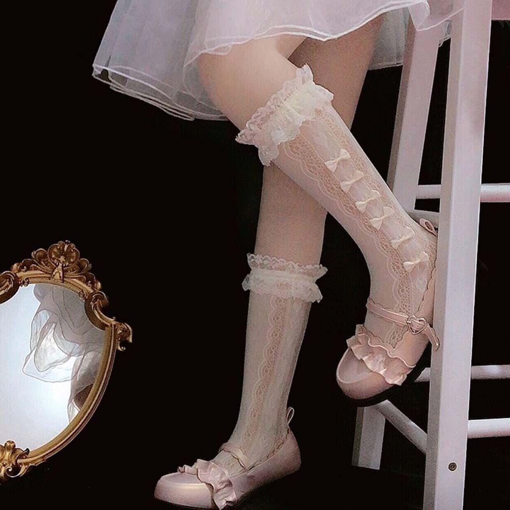 Sexy Elastic Hollow Japanese Princess Mid Tube Socks Ladies Hosiery Lolita Mesh Stockings