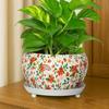 5 Inches, Lily Designer Leaf Metal Plant Pot with Saucer Plate | Indoor Outdoor Home Decor Item for Garden Plants Flower, Balcony, Patio, Living Room