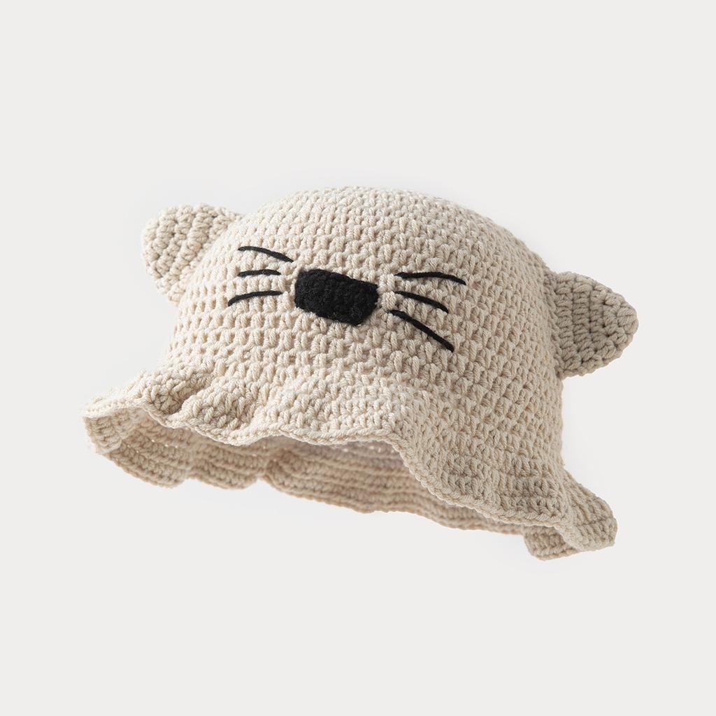 Women Knitted Hats New Cartoon Cute Handcrafted Animal Bucket Hats Autumn Winter 2025 Women's Warm Cold-proof Thicken Caps