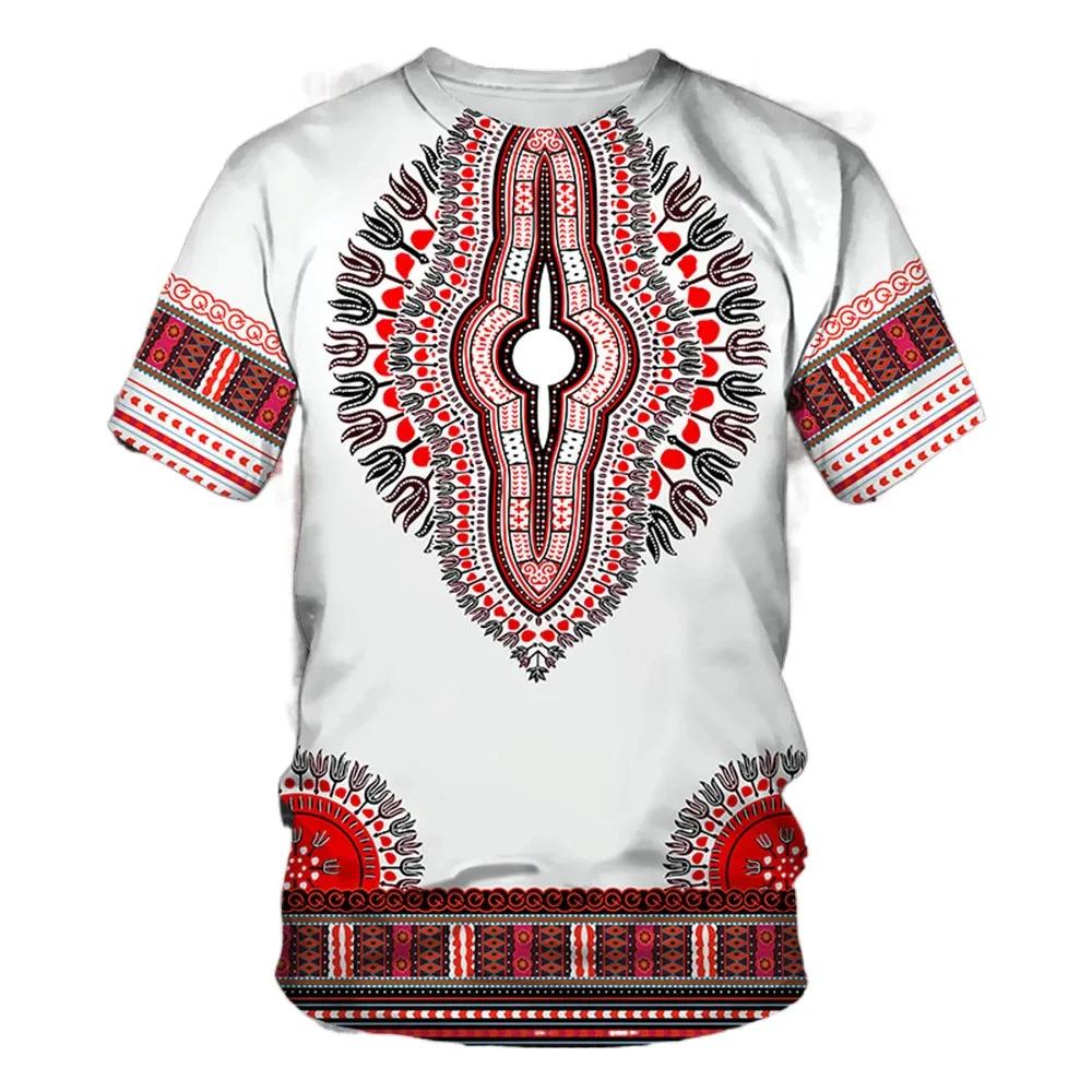Sommer Afrikanische Dashiki T-Shirts Vintage 3D Druck Damen Herren Rundhals Kurzarm T-Shirt Tees Harajuku Y2K Top Unisex Kleidung