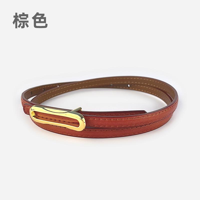 Leather Women'S Thin Belt Cowhide With Casual Pants Dress Women'S Thin Belt