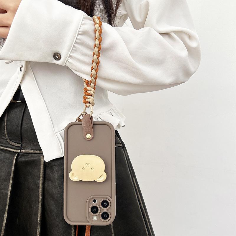 Metal Bear Airbag Holder, Mobile Phone Case Iphone15Promax Portable Rope, Suitable For Apple 14 Diagonal Span Rope 16.