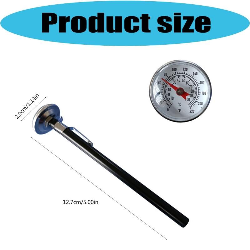 Kitchen Milk Temperature Reader with Metal Stem and Pot Side Clip, Two Scale Face for Coffee Heating and Home Cooking