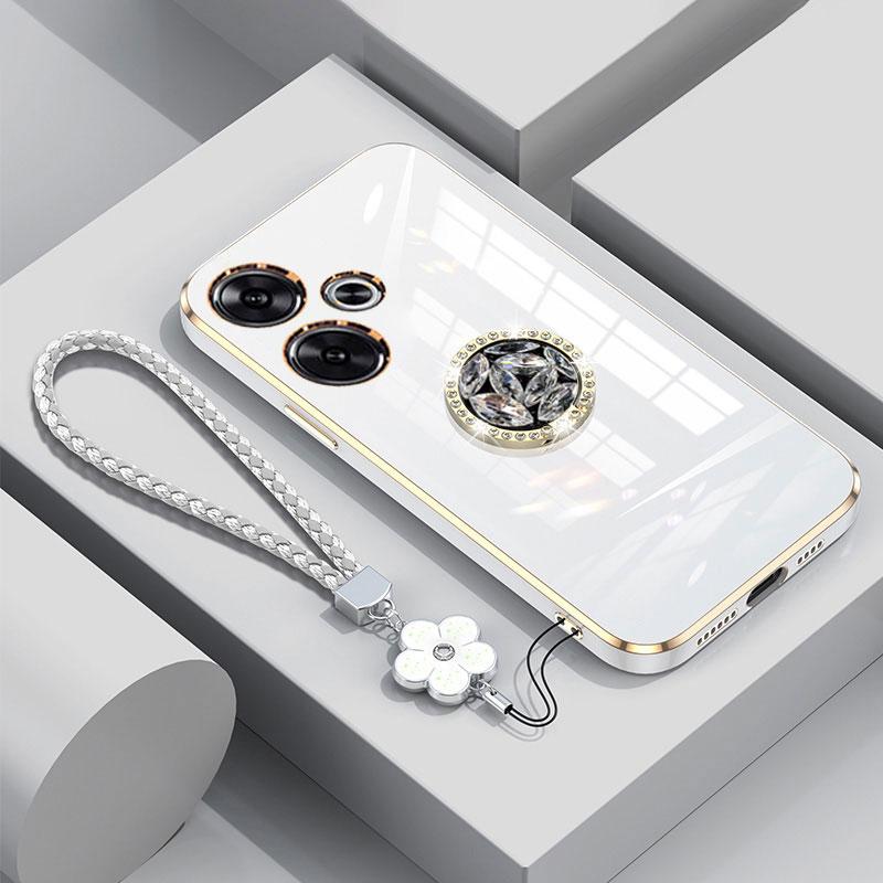 

Чехол Redmi13 с ремешком, роскошный чехол с бриллиантовым держателем для Xiaomi Redmi 13 13C 14C 12C 10C 12 NOTE13 PRO 5G, чехол-подставка с кольцом Redmi 13 4G&Case & Holder бежевый