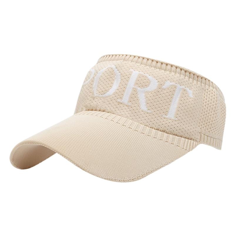 

1Pc Elastic Sunscreen Hats Empty Top Sun Visor Hat Baseball Caps Summer Knit Wide Brim Cap UV Protection Hat Men Women Sport Run Hat бежевий