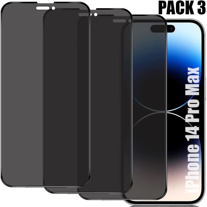 3 Pièces Verre Trempé Anti Espion pour iPhone 14 Pro Max (6,7")