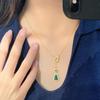 Chinese-Style Emerald Gourd Pendant with Imitation Gold and Diamante Inlay Clavicle Chain for Women