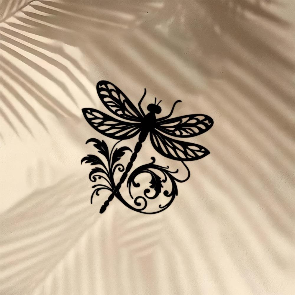 

1pc Dragonfly Metal Wall Art 15.61x15.75 inch Handmade Iron Floral Decor for Indoor Outdoor Home Patio Housewarming Gift 16in