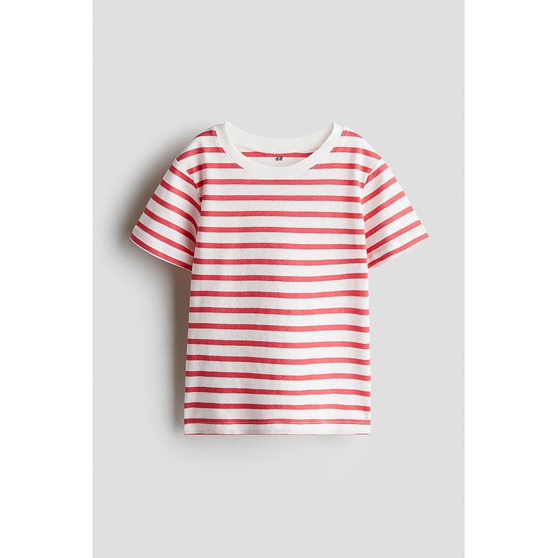 

HM Children s Clothing Boys T-shirt Summer Fashionable Stylish Stripes round Neck Short Sleeve Straight-leg Hem Soft Tops 0611503