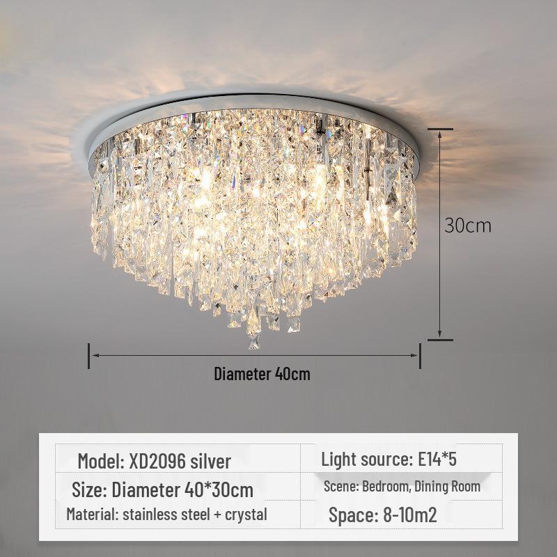 Modern Crystal Ceiling Lamp - Warm, Romantic, Simple, Atmospheric Design for Bedroom and Living Room