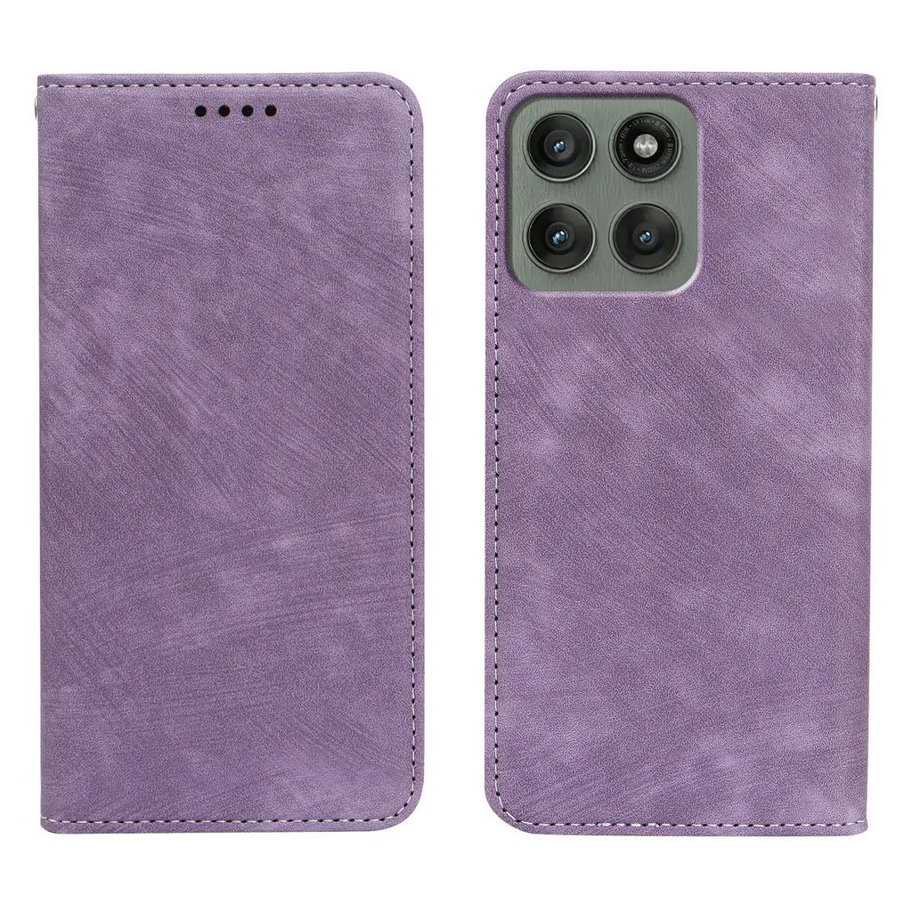 For Motorola Edge 60 Pro 5G Case Strong Magnetic Leather Wallet Phone Cover with Striped Texture