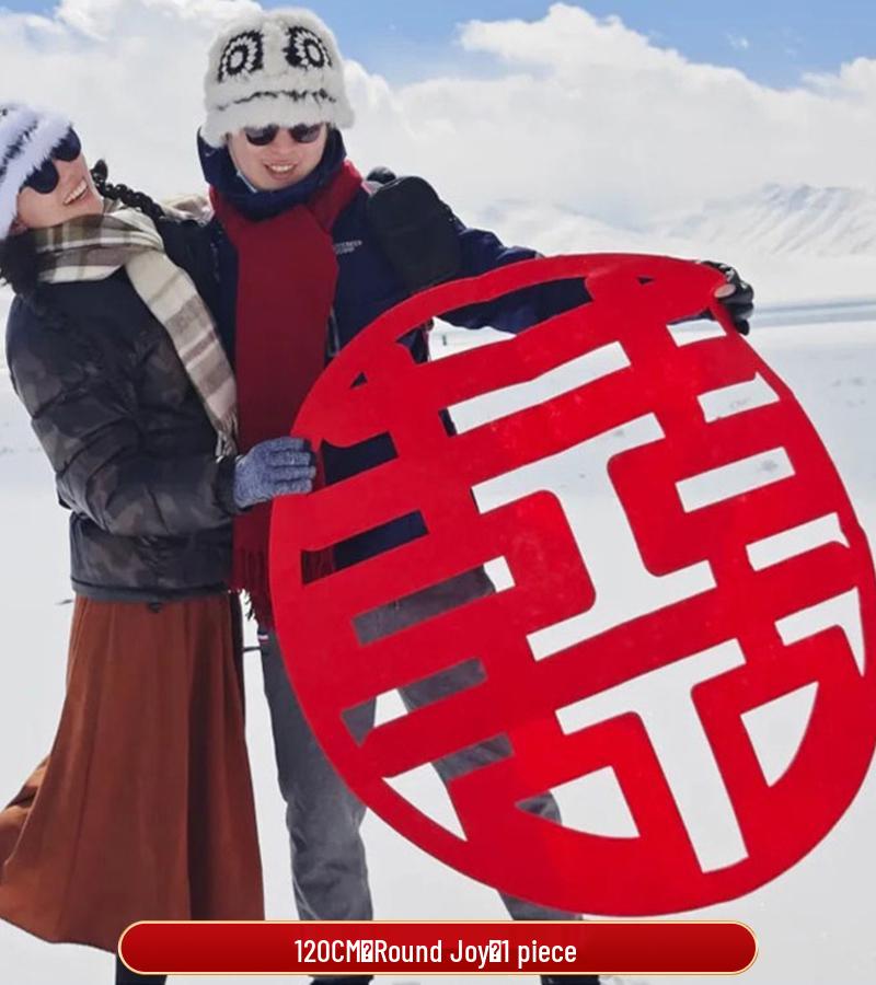 Dubbel Lycka Bröllopsrum Dekoration Klistermärke för Nytt Sovrum & Vigsel Foto Bakgrund