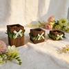 Wooden Tealight Candle Holder Rustic Wood Pillar Candle Stand with Bow Vintage Table Centerpiece for Fireplace Living Dining Room