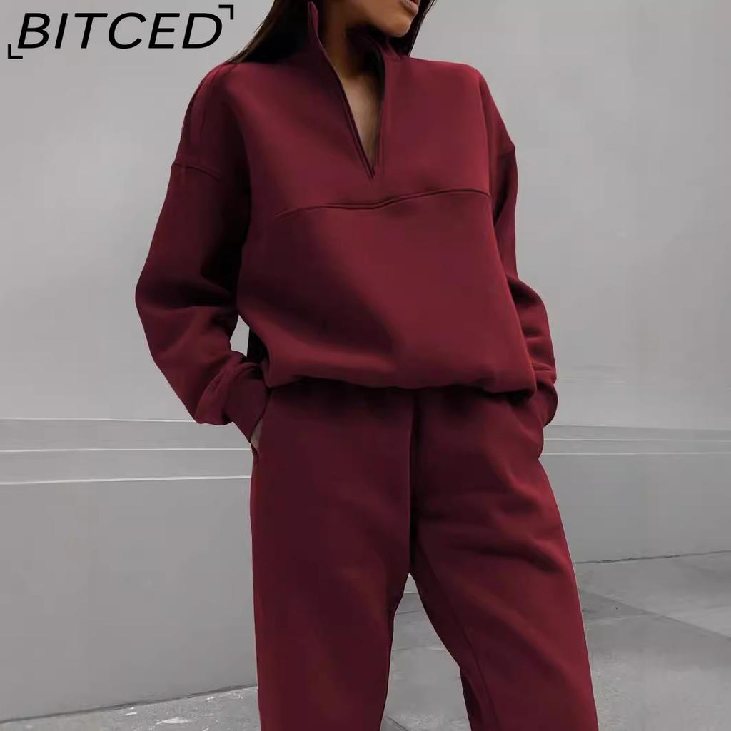BITCED Women's Versatile Casual Fashion Thickened Long-Sleeved Hoodie and Trousers Two-Piece Set