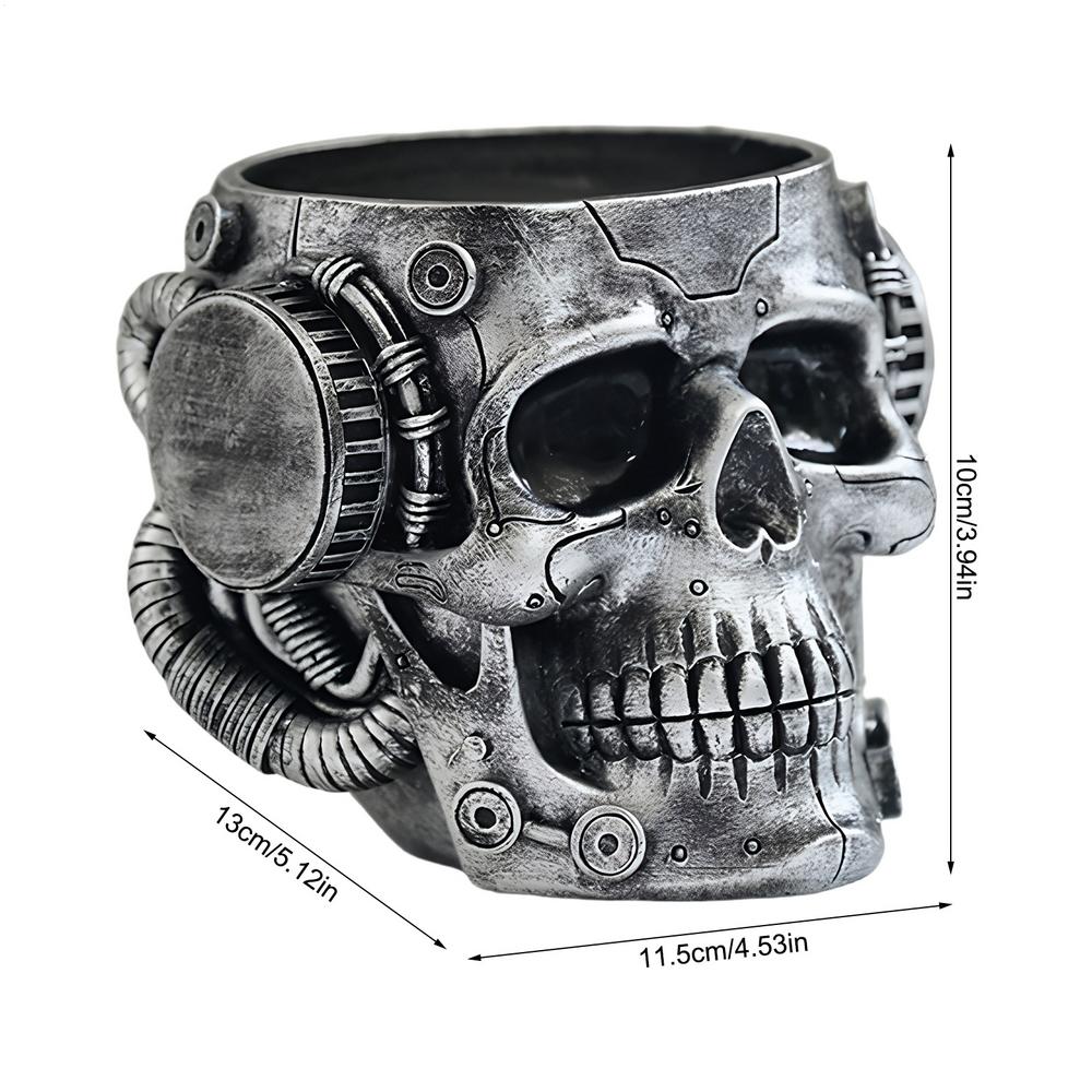 Skull Planter Spooky Gothic Display Pen Holder Skull Flower Pot Head Planter for Indoor Outdoor Home Bedroom Living Room Kitchen