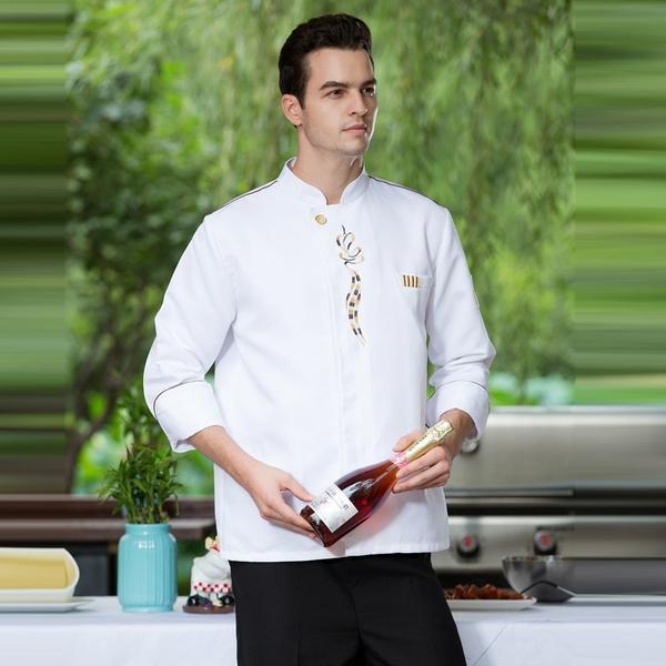 Veste de chef pour homme et femme, uniforme de restaurant à manches longues, veste de cuisinier, vêtements de cuisine, boulanger, serveur