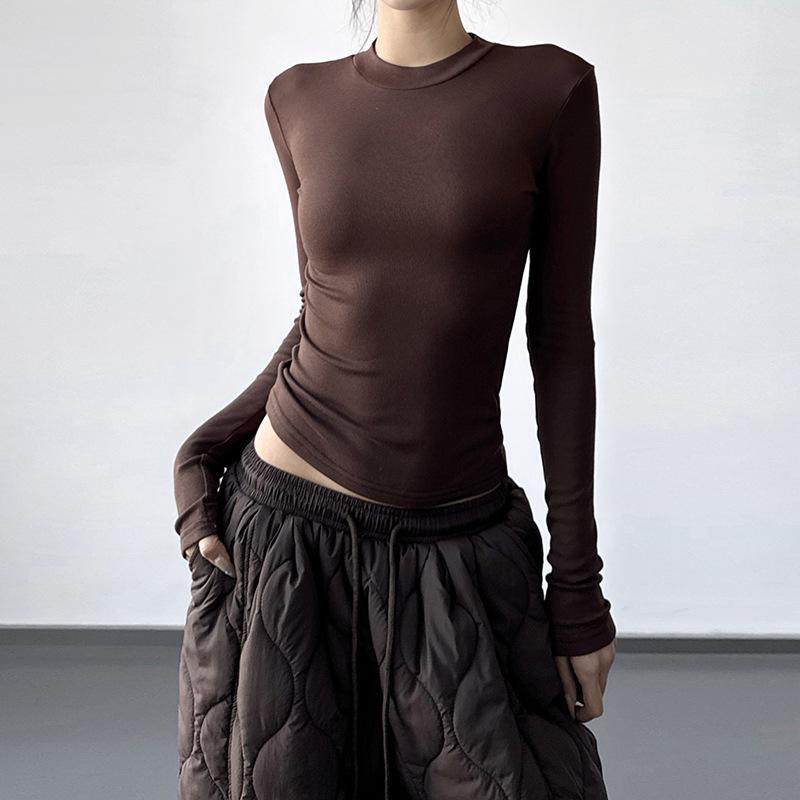 2025 Women s Black High-End Long-Sleeve Base Layer Top - Chic Autumn/Winter Design XL