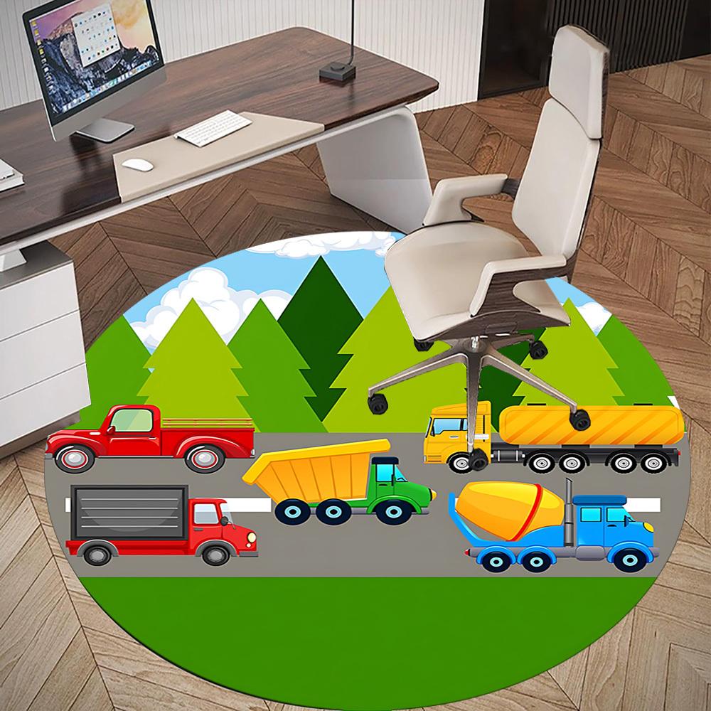 1pc truck forest Round Chair mat Area Rug - Non-Slip, Floor Mat for Office, Bedroom, and Indoor Decor c1125247